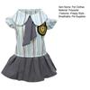 Pet Preppy Dress Shirt Summer Puppy Fly Sleeves Embroidered Badge Tie Striped Dress Top Breathable Pet Costume Outfit Apparel for Small Dogs Cats