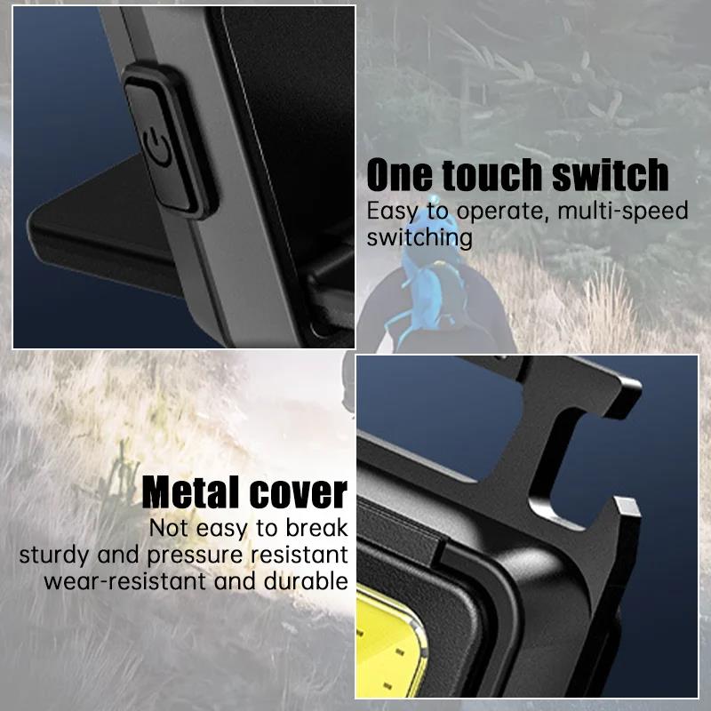 USB Rechargeable LED COB Work Lights Mini LED Handheld Flashlights Waterproof Keychain Emergency Lantern For Outdoor Camping