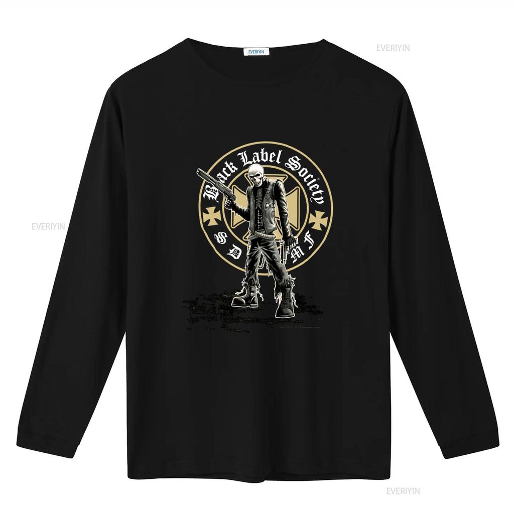 Nwot Black Label Society Band T Shirt Gothic Skull Print Rock Style Mens vintage Washed streetwear Breathable Versatile homme