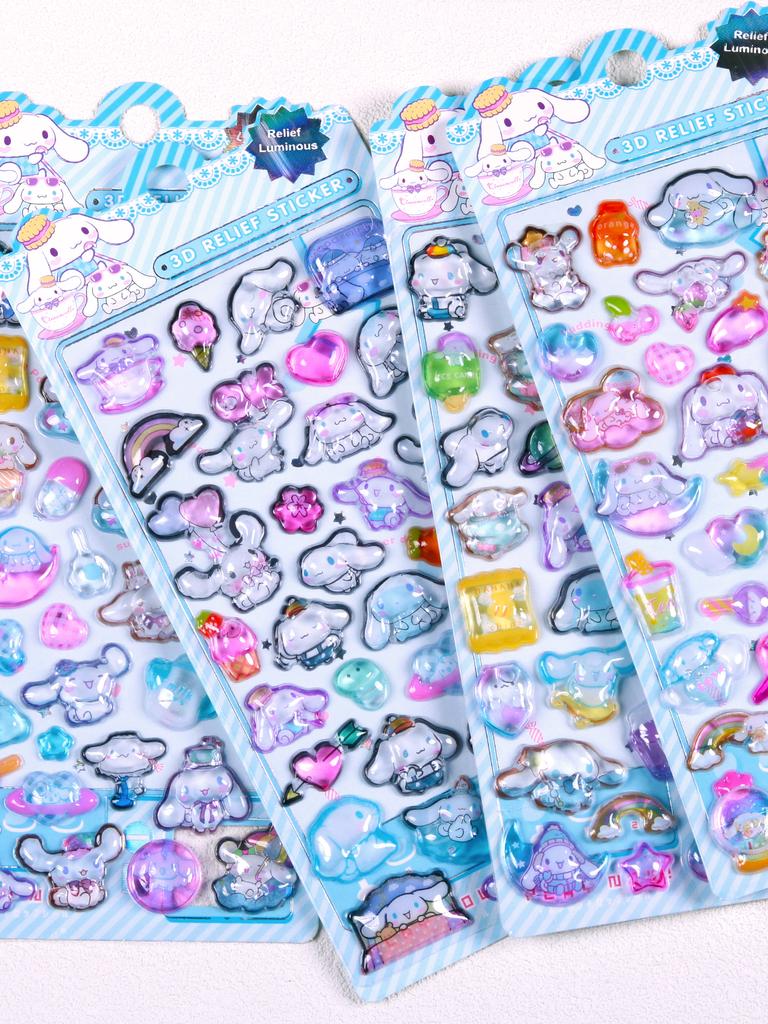 3D Embossed Stickers, Children'S Cartoon Stickers, Sanrio Water Decals, Cute Water Shaker Stickers, Suitable For Phone Cases And