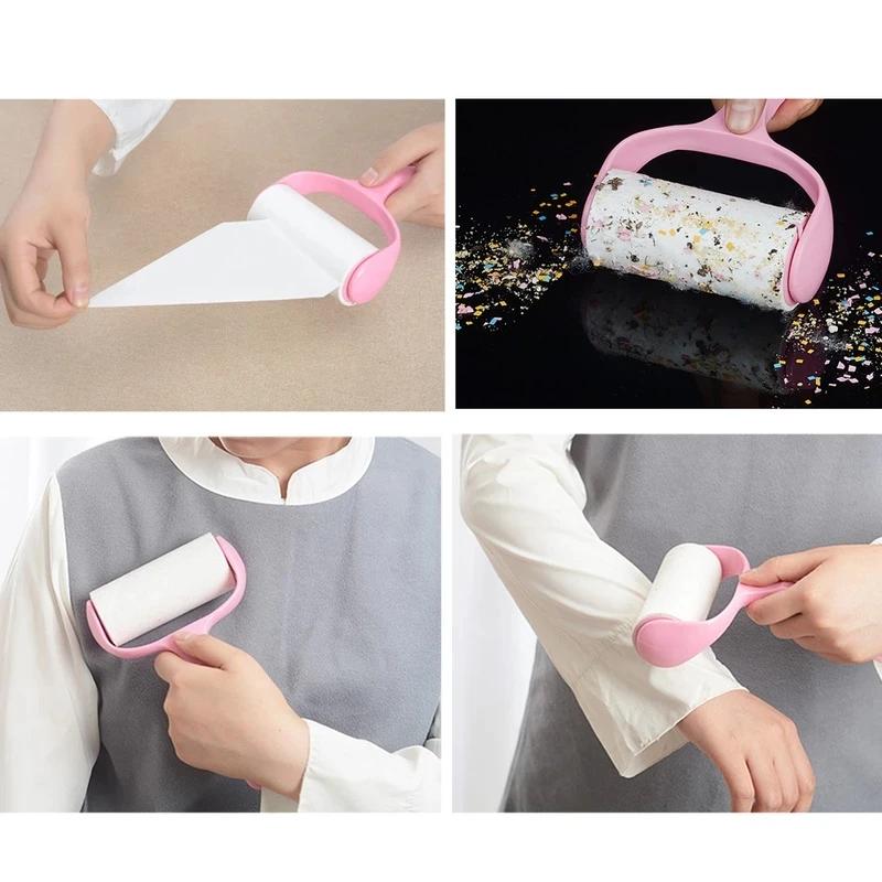 Hair Removal Lint Dust Sticking Roller Handle Tearable Adhesive Sticky Paper for Clothes Fabric Sofa Pet Dog Hair Remover Roller