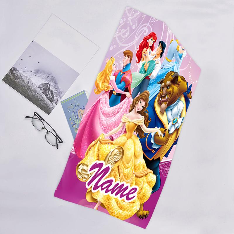1pc Princess2 Beach Towel with Custom Name, Beach/Swimming/Bath/Picnic/Camping Towel, Suitable for Seaside Beaches