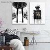 Fashion Paris Grils Canvas Poster Modern Wall Art Posters New York London Perfume Pictures Print Painting For Living Room Decor