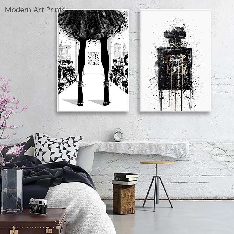 Fashion Paris Grils Canvas Poster Modern Wall Art Posters New York London Perfume Pictures Print Painting For Living Room Decor