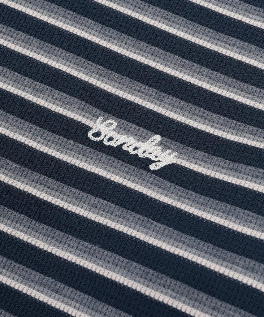 SUNDAY FRUIT MARKET Stripe Waffle Ls Tee Navy