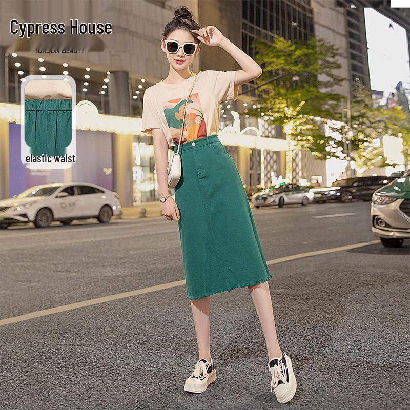 

Женский повседневный комплект: футболка с принтом и юбка с высокой талией XL