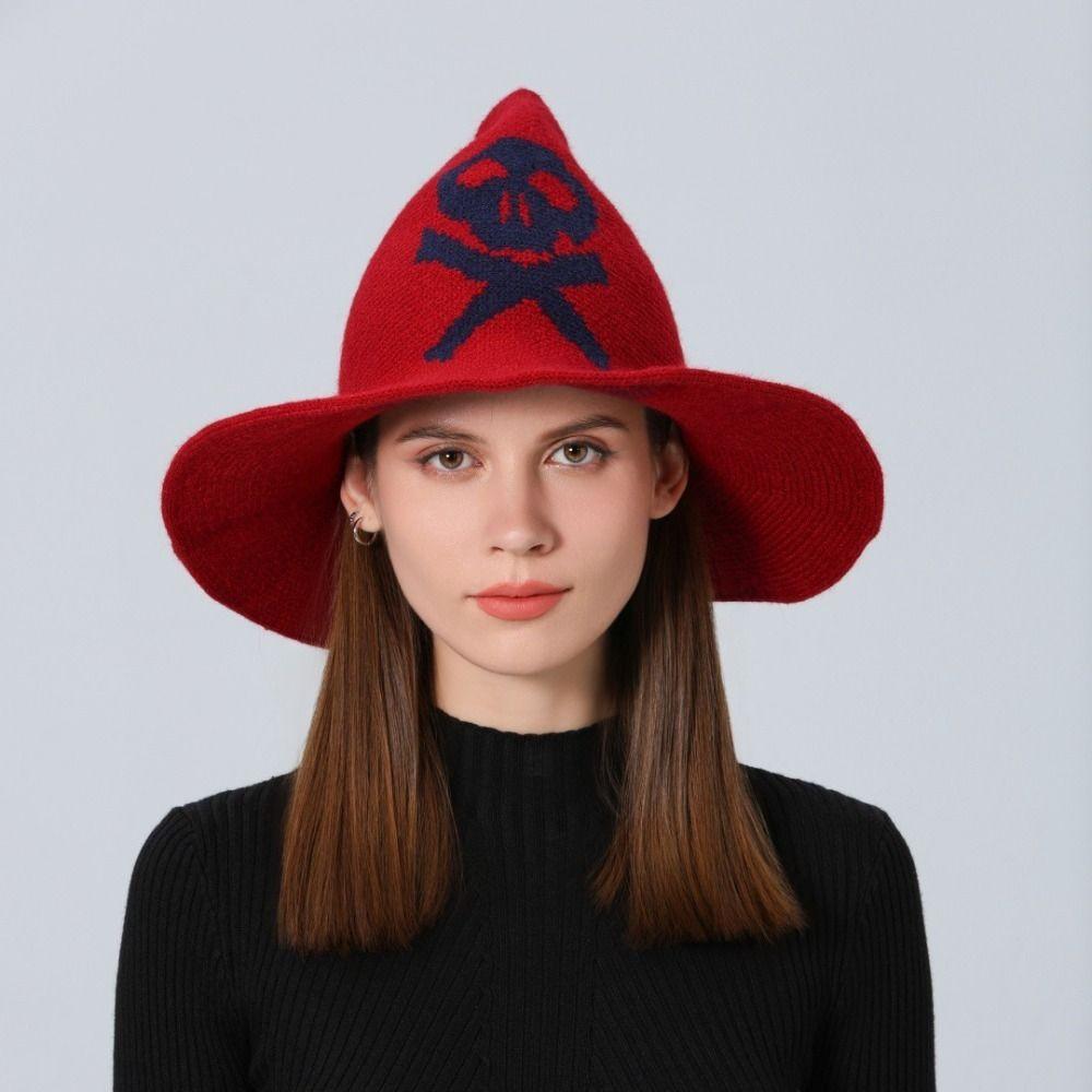 Coseplay Wizard Black Hat Masquerade Hat Wool Knit Hat Unique Halloween Witch Hat  Festival