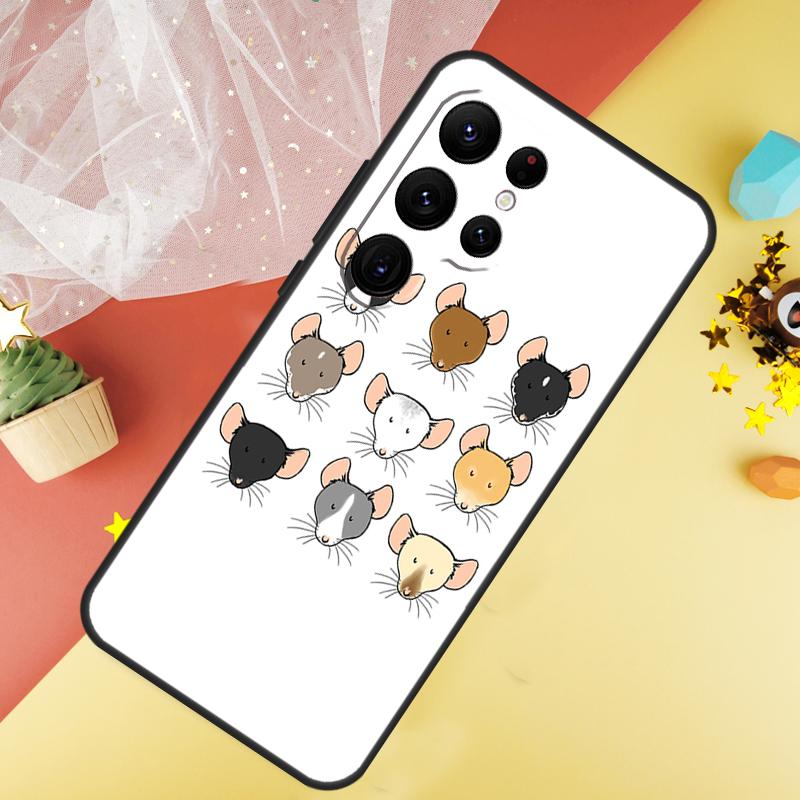 Cute Cartoon Animal Rat Phone Case For Samsung Galaxy S25 S24 S21 S20 S22 S23 Ultra S9 S10 Plus S25 FE Cover Coque