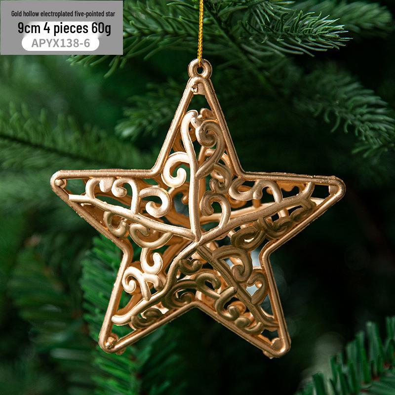Gangheng Gold Star Pendant and Irregular-Shaped Christmas Tree Ornaments Set
