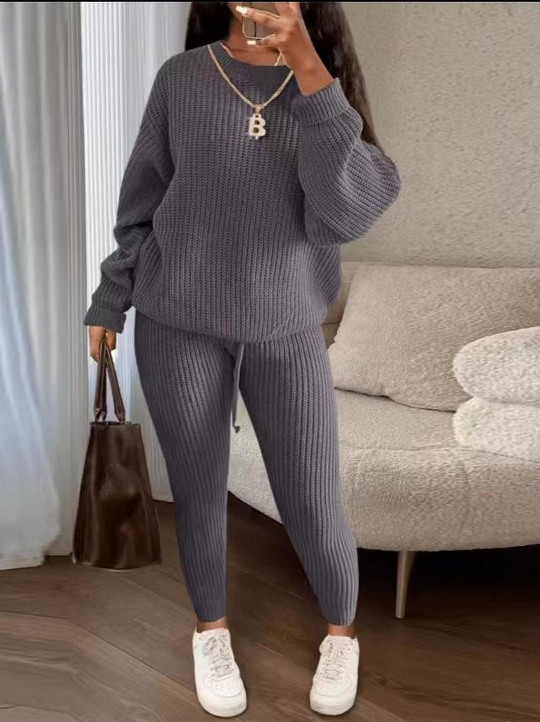 European & American Fashion Knitwear: Women's Soft & Fluffy Sweater and Pants Set for Autumn & Winter