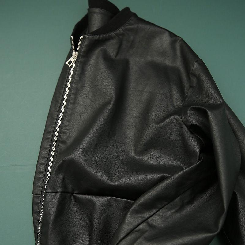 Жіночі вінтажні куртки з ПУ шкіри великих розмірів на осінь-зиму, оверсайз, вільні, повсякденні, чорні, з довгим рукавом, короткі топи, верхній одяг