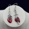 Heart with Sword Gothic Earrings - European & American Style