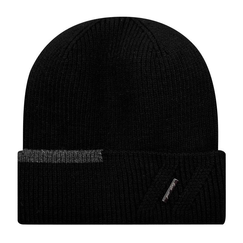 

Шапка Зимняя Универсальная Легкая Версия Вязаная Шапка Модная Термошапка Утолщенная Защита Ушей Черная Шерстяная Шапка M（56-58cm）