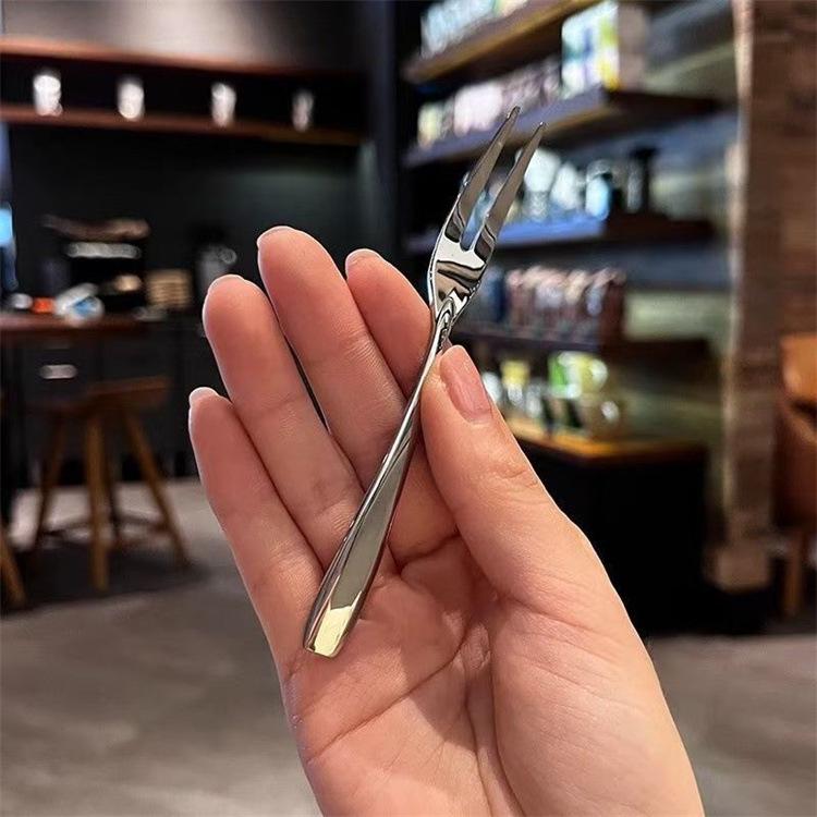 Stainless Steel Two-Prong Fork for Fruit, Dessert, and Cake