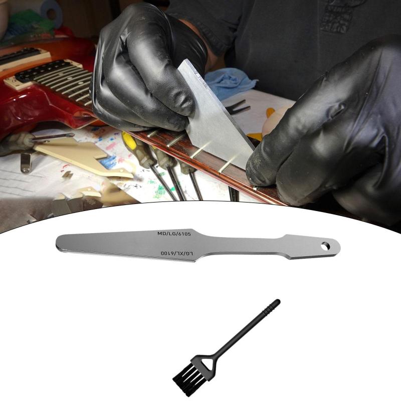 Double-Sided Guitar Fret File Luthier Tool for Grinding Crowning Fret Leveling with Clean Brush Guitar Fret Tools