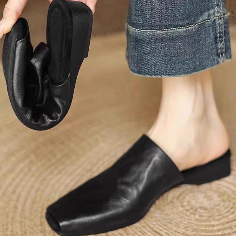 Fashion Casual Not Tired Feet Hand Grasping Pattern Lazy Baotou Half Slippers Women's Summer New Outward Wear