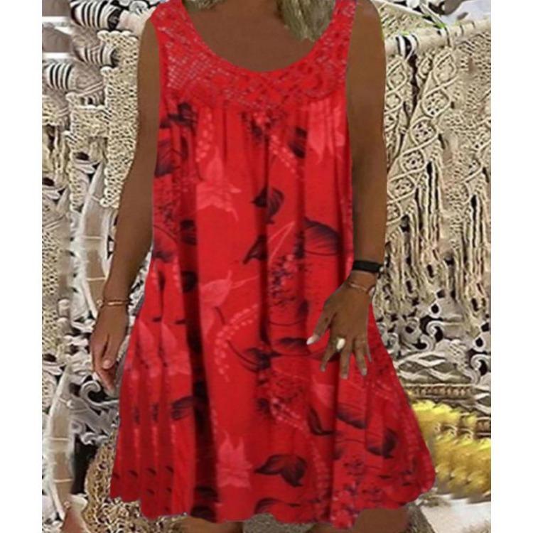 Ladies European American Casual Lace Strapless Dress Loose Strap Dress