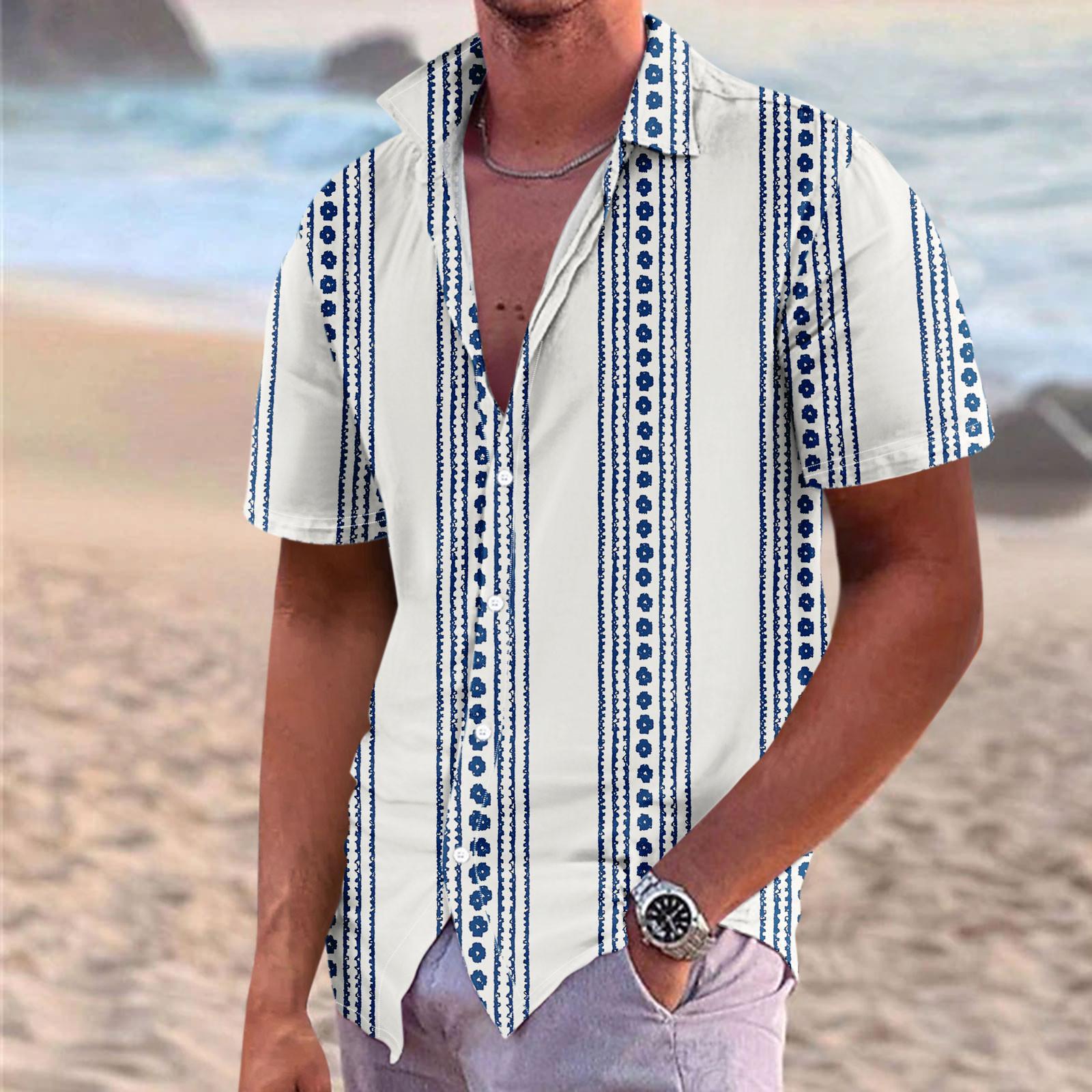 

Гавайская рубашка для мужчин, мужские винтажные рубашки для боулинга на пуговицах, летняя пляжная рубашка с коротким рукавом XXXL синий