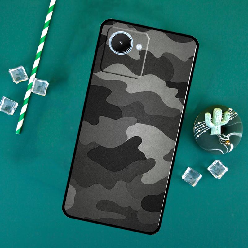 

Black Night Camo Camouflage For Realme C71 C75 C55 C53 C67 C61 C33 C63 C51 10 11 12 13 14 Pro Plus C65 GT7 15 Pro Case Realme C31