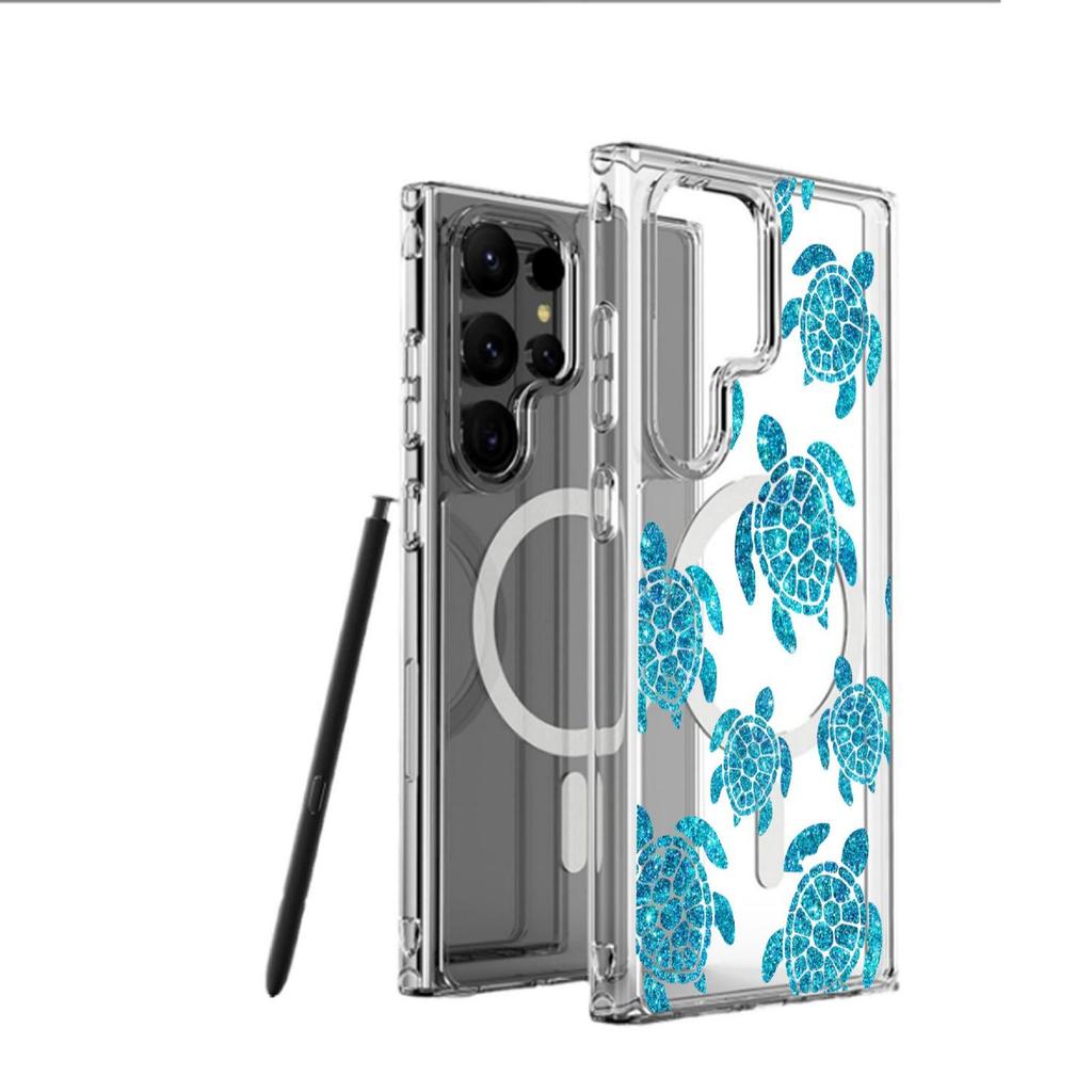 Transparent Sea Turtles Magnetic Full Coverage Phone Case for iPhone 15/16/17 Pro Max