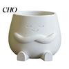 Smiling Face Planter Mini Flowerpot Cute Desktop 3D Printed Healing Green Plant Pot Creative for Home Office Stable with Legs
