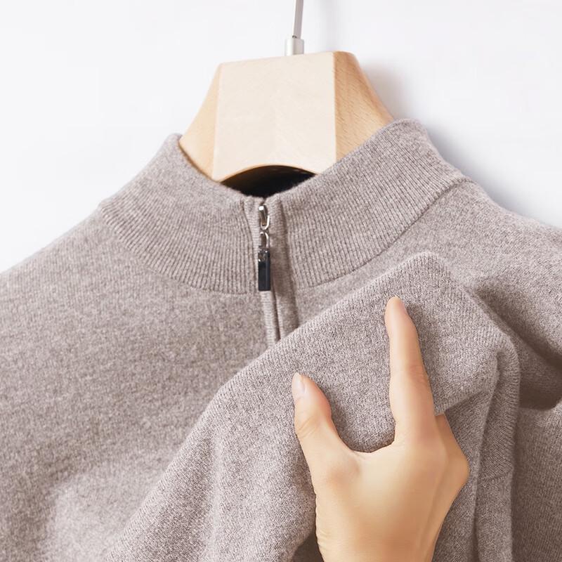 Yiliteng Men's 100% Wool Half-Zip Pullover Sweater