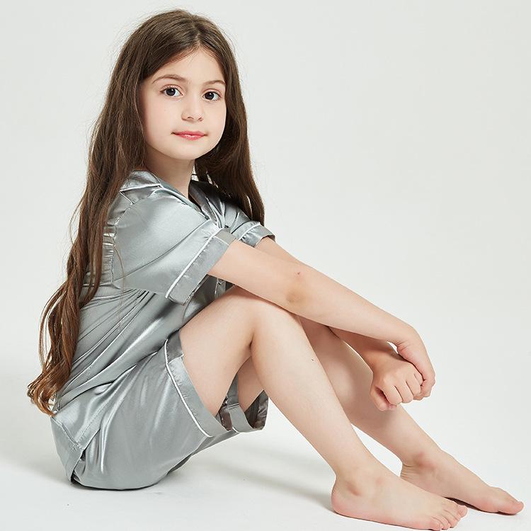 Children's Ice Silk Pajamas Set - Comfortable Summer Sleepwear for Boys and Girls