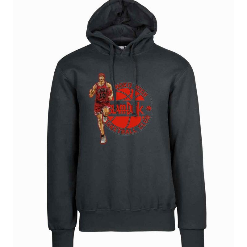 T-Shirt Hoodie Tank Top Black - Slam Dunk Hanamichi winter is a loose, fleece casual outerwear with a hat, looking stylish 3XL