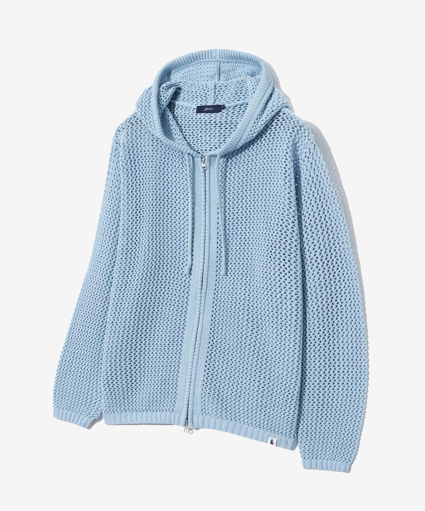 YALE Mesh Hooded Knit Zip-Up Sky Blue