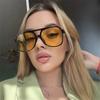 New Vintage Oversized Square Sunglasses Men Women Frame Double Beam Sun Glasses Candy Colors Outdoor Driving Sunshade Sunglasses