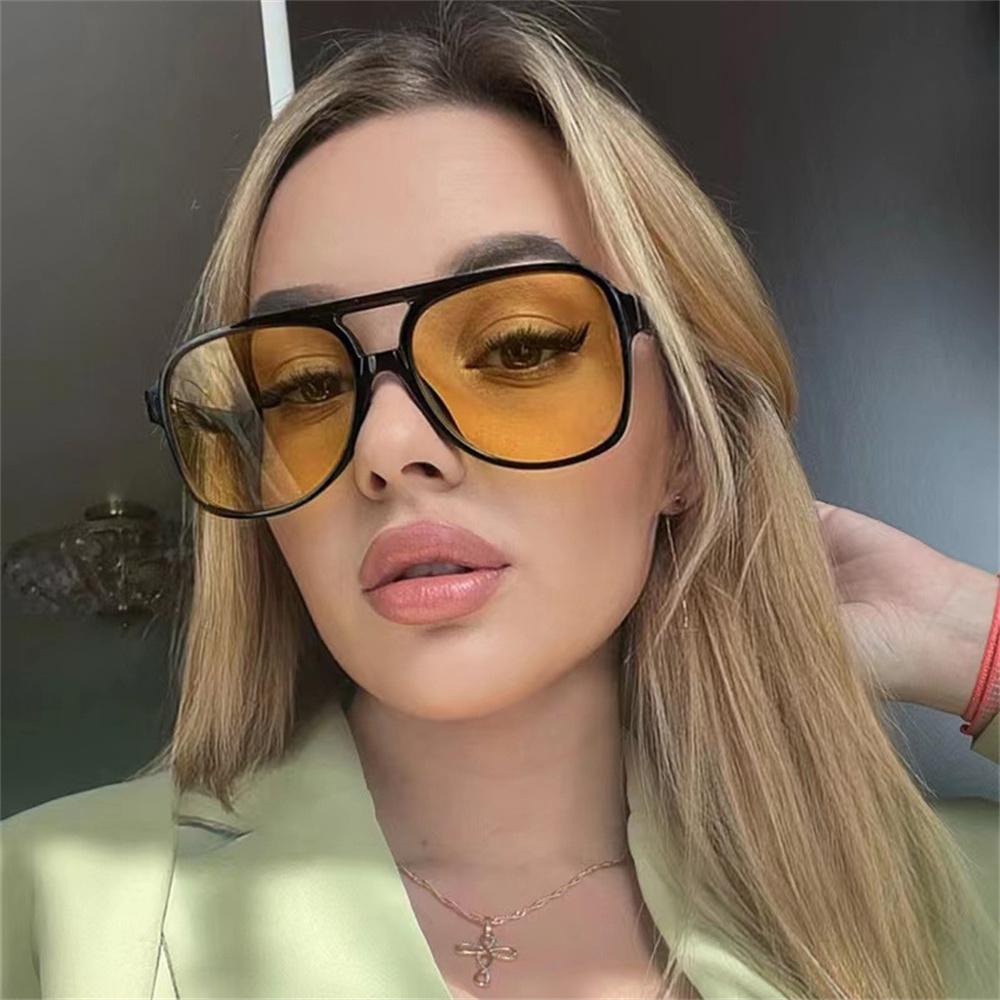 New Vintage Oversized Square Sunglasses Men Women Frame Double Beam Sun Glasses Candy Colors Outdoor Driving Sunshade Sunglasses