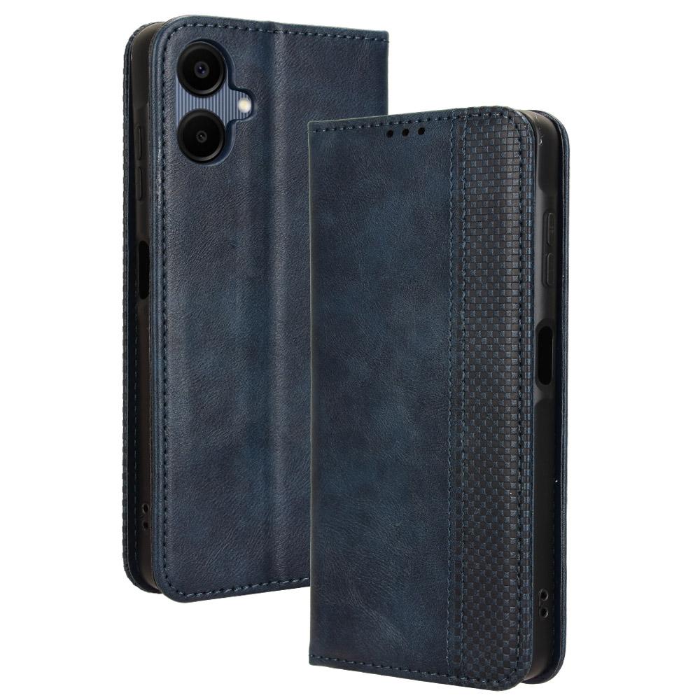 

For Samsung Galaxy A06 4G/A06 5G Leather Case Wallet Stand Retro Texture Phone Cover Blue
