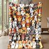 Group of Cartoon Dogs Theme Blanket Lightweight Warm Flannel Blanket Decorative Throw Blanket for Home Decoration