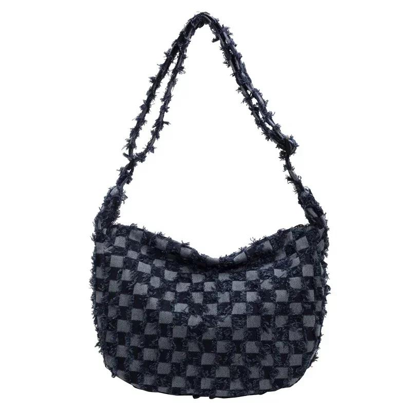 Large Capacity Women's Crossbody Bags Versatile Shoulder Bags Soft Commuter Designer Bag Denim Zipper