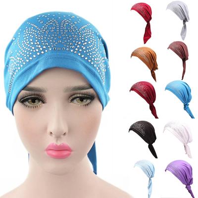 Mode Damen Strass Hut Kappe Haarausfall Abdeckung Weiches Kopftuch Kopftuch
