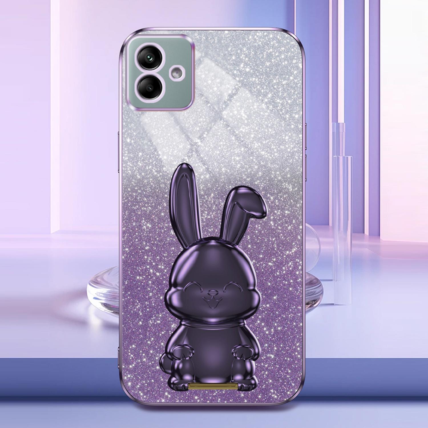 

For Samsung Galaxy A04e 4G/F04 4G/M04 4G Case Drop Protection PC+TPU Pull-out Kickstand Phone Cover Purple