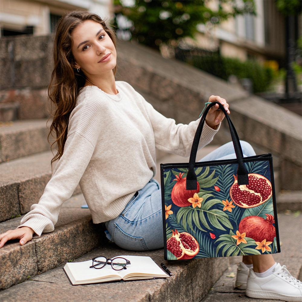 Tropical Pomegranate Print Women's Casual Handbag Reusable Daily Tote Bag for Shopping Travel