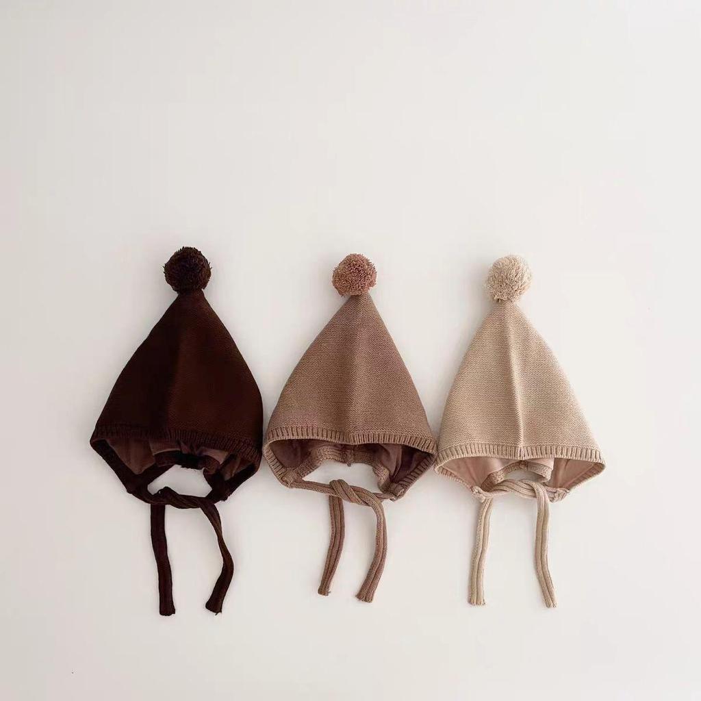 Baby Pom-Pom Knit Hat with Ear Protection - Cute Korean Autumn/Winter Style