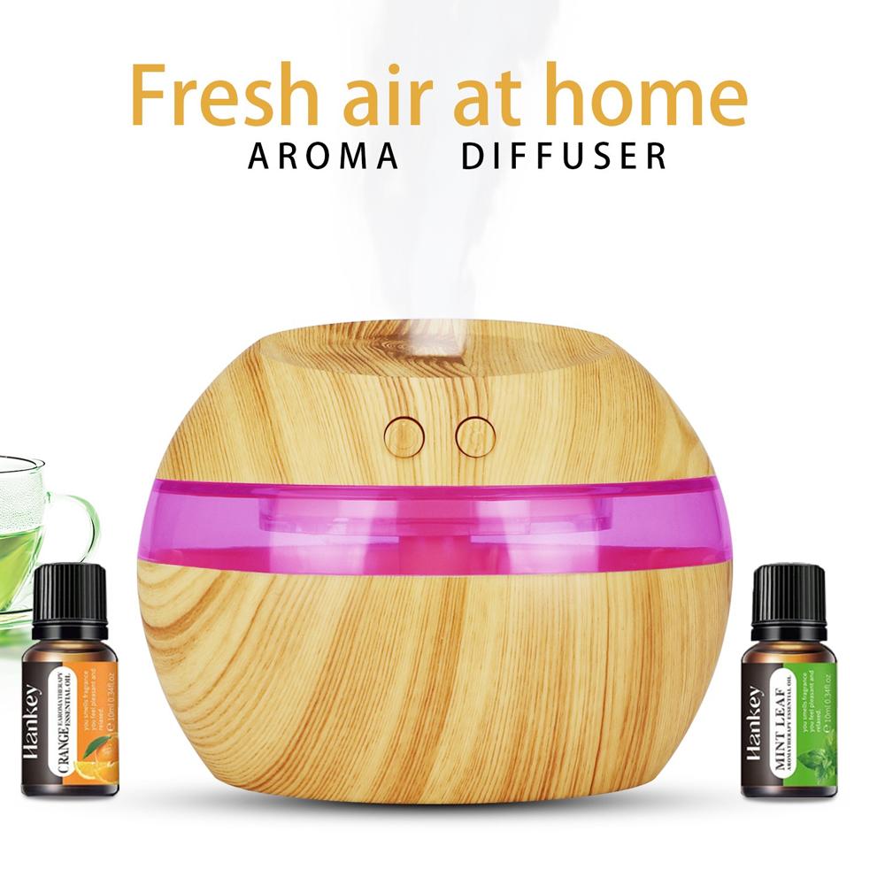 300ml USB Wood Grain Humidifier  Compact Desktop Diffuser for Office & Bedroom