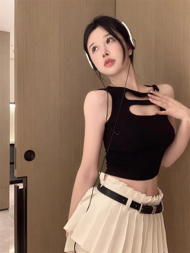 Γυναικείο Κομψό Κροσέ Crop Τοπ - Καλοκαιρινό Αμάνικο Σέξι Τοπ