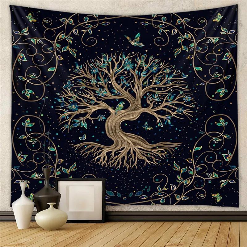 Beautiful Interior Decoration Tapestry Psychedelic Sun and Moon Mandala Flowers Home Wall
