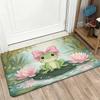 Cute Frog Floral Lotus Doormat Garden Welcome Mat Tropical Spring Nature Pet Lover Home Decor Entrance Floor Rug Design