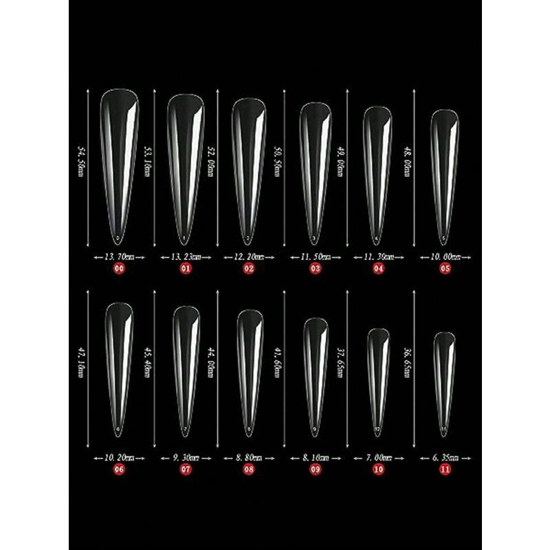 240pcs Transparent Acrylic False Nail Tips Set, 12 Sizes French Manicure Artificial Nails, For DIY Home Nail Salon Press-On Nails, Nail Art Supplies