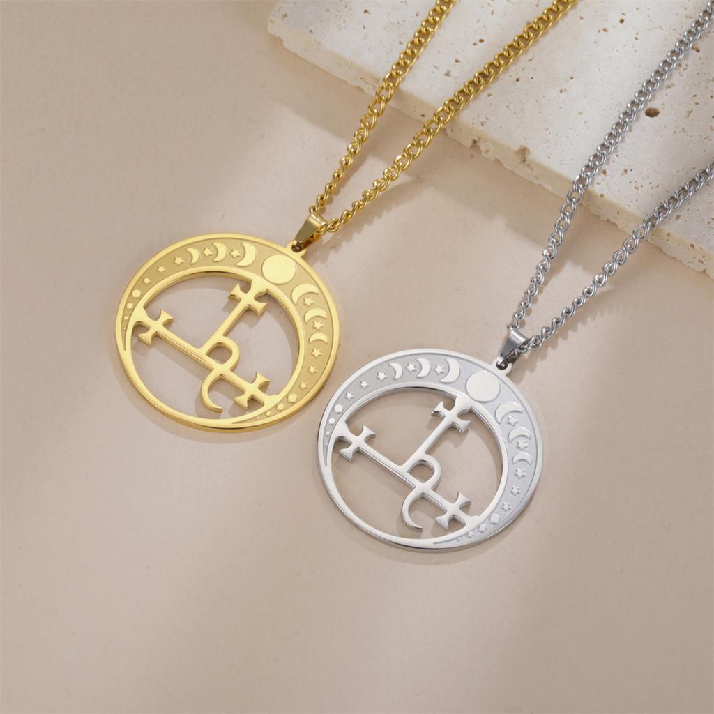 Lilith Démonický Pečeťový Náhrdelník Nerezová Ocel Vintage Satan Šalamounův Symbol Přívěsek Choker Amulet Šperk Dárek