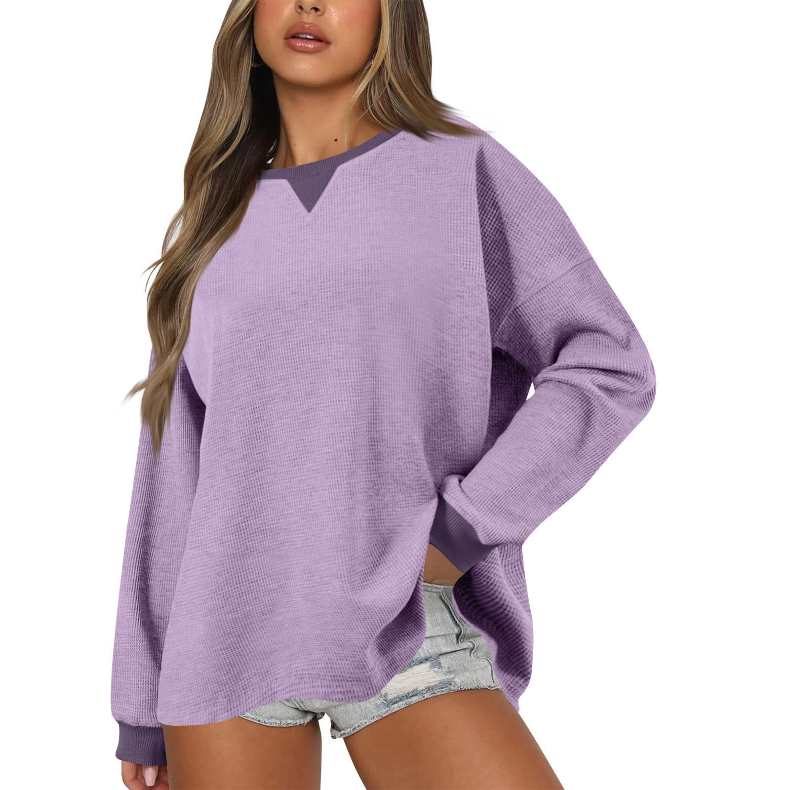 

Женская свободная повседневная толстовка большого размера с длинными рукавами и пуловером XXL фиолетовый