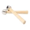2PCS Silver+Wood Color Orff Hand Bells Clear Pleasant Sounds Wooden Hand Bells  Music Learning