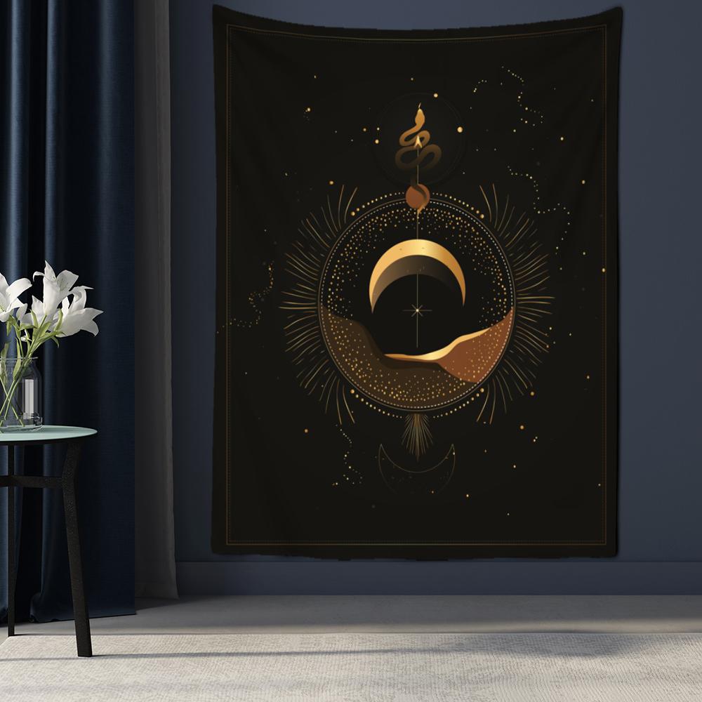 Sun Moon Constellation Tapestry Wall Hanging Star Sky Divination Witchcraft Psychedelic Dark Mysterious Bedroom Home Decor