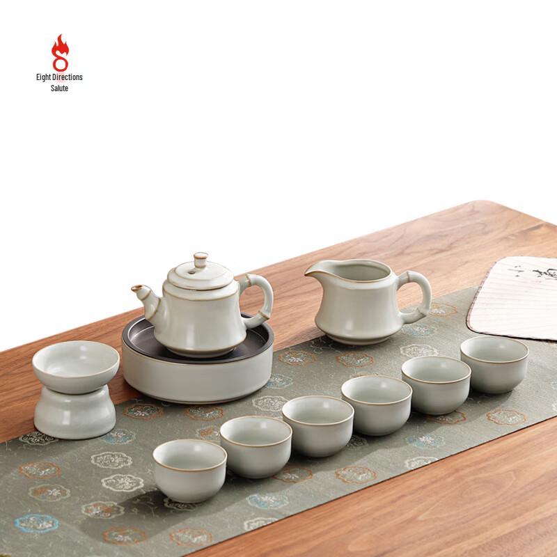 Auspicious 11-Piece Chinese Pottery Tea Set