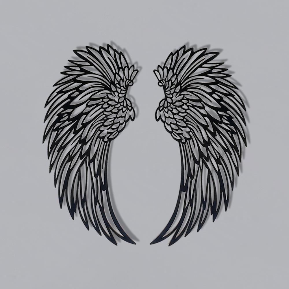 Angel Wings Carved Metal Wall Art with Light