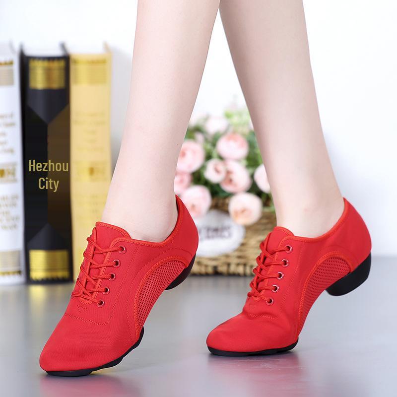 Women's Professional Latin Dance Shoes – Soft Sole, Flat Heel, Oxford Cloth